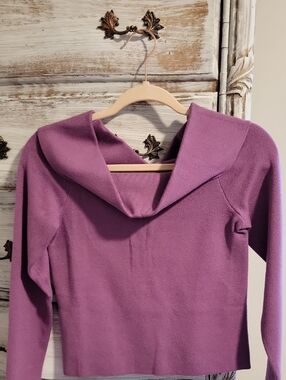 Ann Taylor Purple Off The Shoulder Knit Sweater